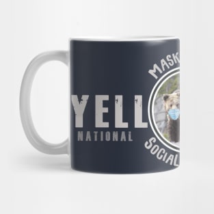 Yellowstone Grizzly Bear Mask On & Social Distance - dark Mug